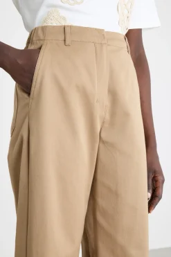 Pantalone ampio in gabardina - Cammello