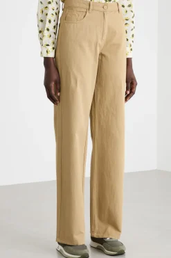 Pantalone ampio in gabardina - Cammello
