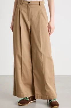 Pantalone ampio in gabardina - Cammello