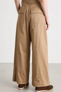 Pantalone ampio in gabardina - Cammello
