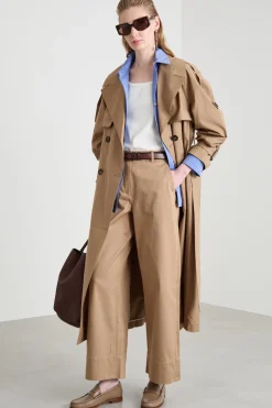 Pantalone ampio in gabardina - Cammello