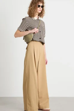Pantalone ampio in gabardina di cotone - Cammello