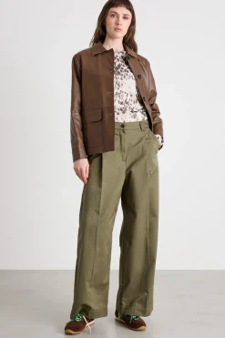 Pantalone ampio in gabardina - Verde