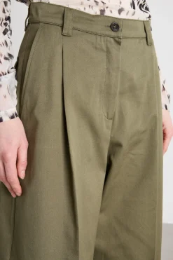 Pantalone ampio in gabardina - Verde