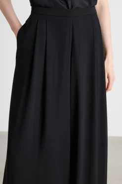 Pantalone ampio in georgette - Nero