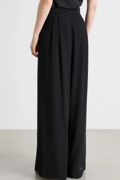 Pantalone ampio in georgette - Nero