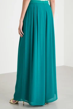 Pantalone ampio in georgette - Verde