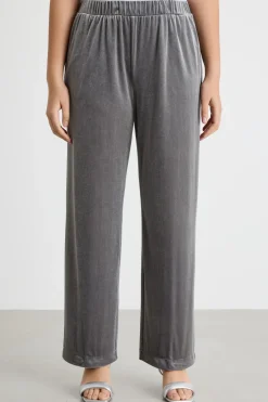 Pantalone ampio in jersey di velluto fluido - Grigio