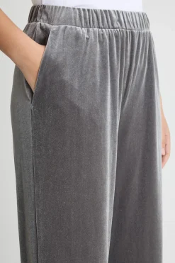 Pantalone ampio in jersey di velluto fluido - Grigio