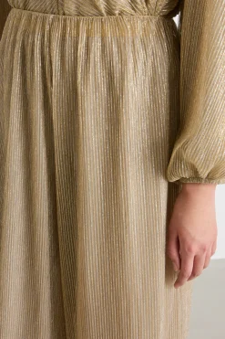 Pantalone ampio in jersey laminato - Oro