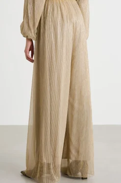 Pantalone ampio in jersey laminato - Oro