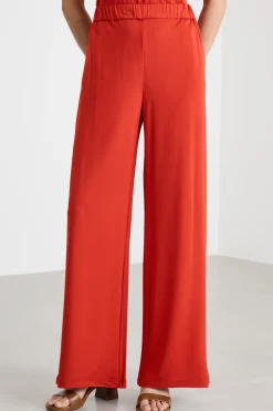 Pantalone ampio in jersey piqué - Rosso
