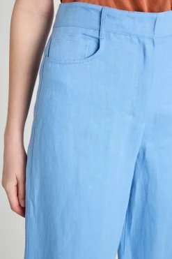 Pantalone ampio in lino - Azzurro