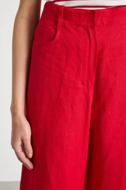 Pantalone ampio in lino - Rosso