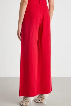 Pantalone ampio in lino - Rosso