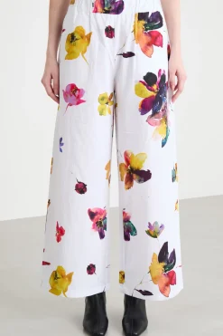 Pantalone ampio in popeline - Bianco