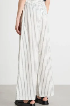 Pantalone ampio in popeline - Bianco Grigio