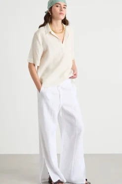 Pantalone ampio in puro lino - Bianco