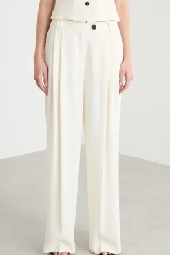 Pantalone ampio in raso - Bianco