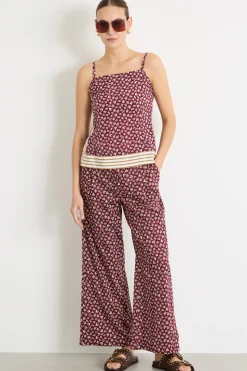 Pantalone ampio in raso - Bordeaux