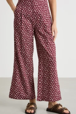 Pantalone ampio in raso - Bordeaux
