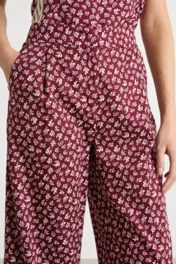 Pantalone ampio in raso - Bordeaux