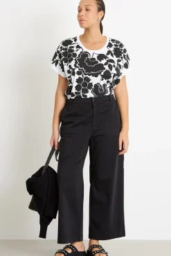Pantalone ampio in raso - Nero