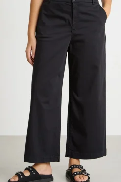 Pantalone ampio in raso - Nero