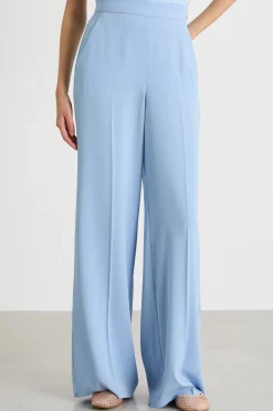 Pantalone ampio in raso opaco - Azzuro
