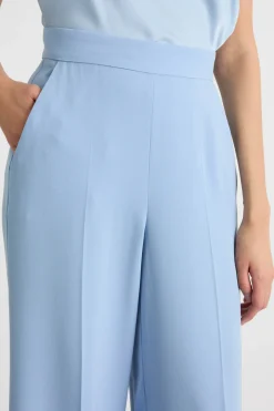 Pantalone ampio in raso opaco - Azzuro