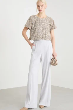 Pantalone ampio in raso opaco - Bianco
