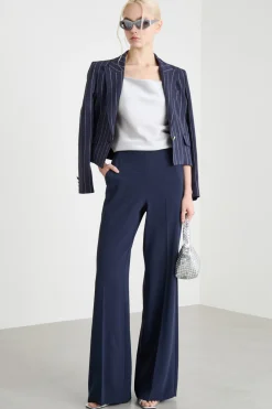 Pantalone ampio in raso opaco - Blu