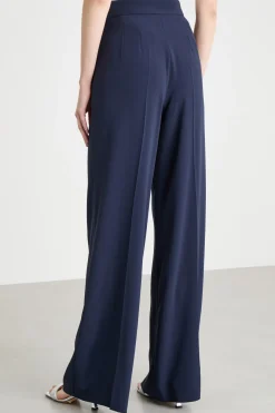 Pantalone ampio in raso opaco - Blu