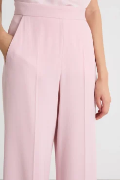 Pantalone ampio in raso opaco - Rosa