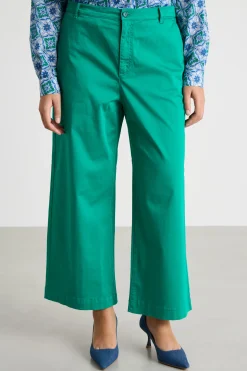 Pantalone ampio in raso - Verde