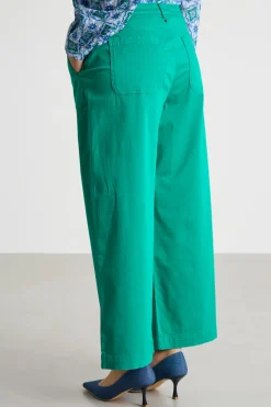 Pantalone ampio in raso - Verde