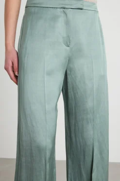 Pantalone ampio in raso - Verde