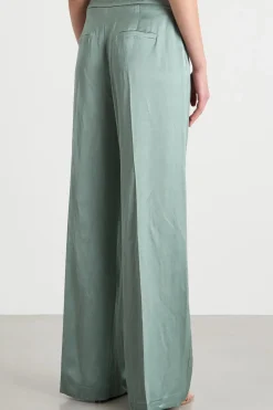 Pantalone ampio in raso - Verde
