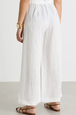 Pantalone ampio in tela - Bianco