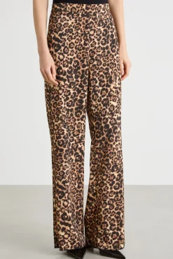 Pantalone ampio in tessuto fluido - Animalier