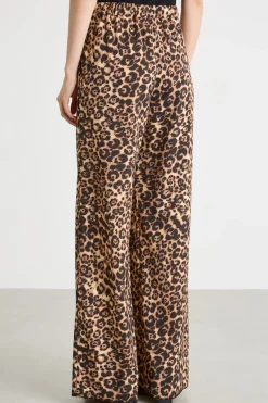 Pantalone ampio in tessuto fluido - Animalier