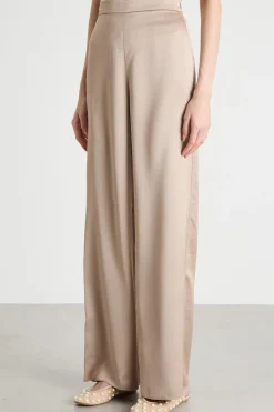 Pantalone ampio in tessuto fluido - Beige
