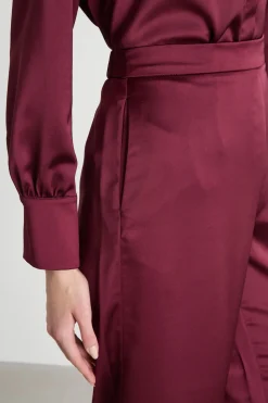 Pantalone ampio in tessuto fluido - Bordeaux