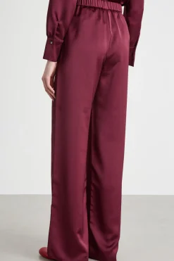 Pantalone ampio in tessuto fluido - Bordeaux