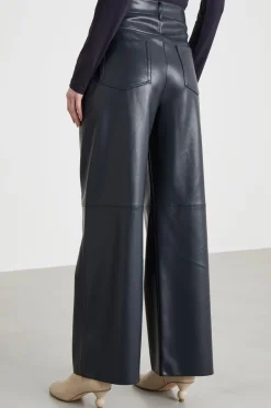 Pantalone ampio in tessuto spalmato - Blu