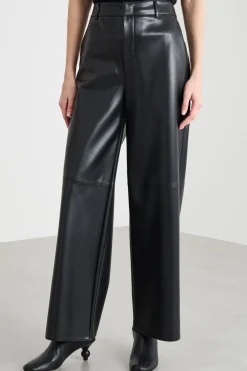Pantalone ampio in tessuto spalmato - Nero