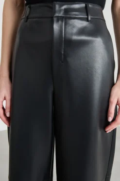 Pantalone ampio in tessuto spalmato - Nero