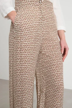 Pantalone ampio in tessuto stampato - Marrone Beige