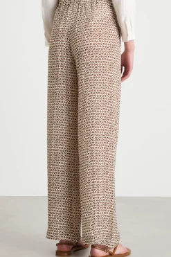 Pantalone ampio in tessuto stampato - Marrone Beige