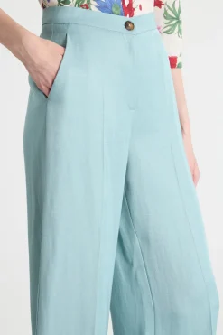 Pantalone ampio in twill - Azzurro